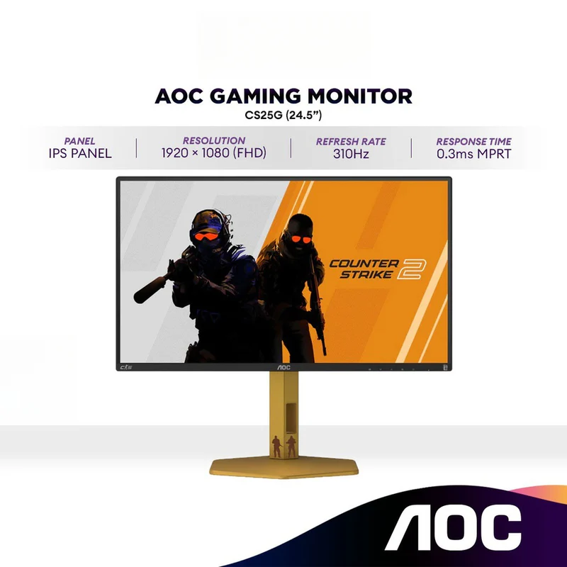 AOC CS25G 24.5” Full HD 310Hz HDR400 Gaming Monitor | Fast IPS | 0.3ms | G-sync | Flicker-free
